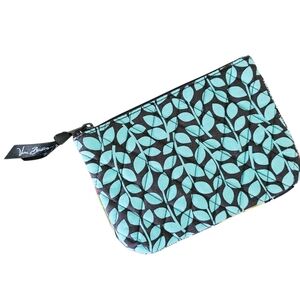 Vera Bradley Blue and Black Cosmetic Bag with Leaf Pattern